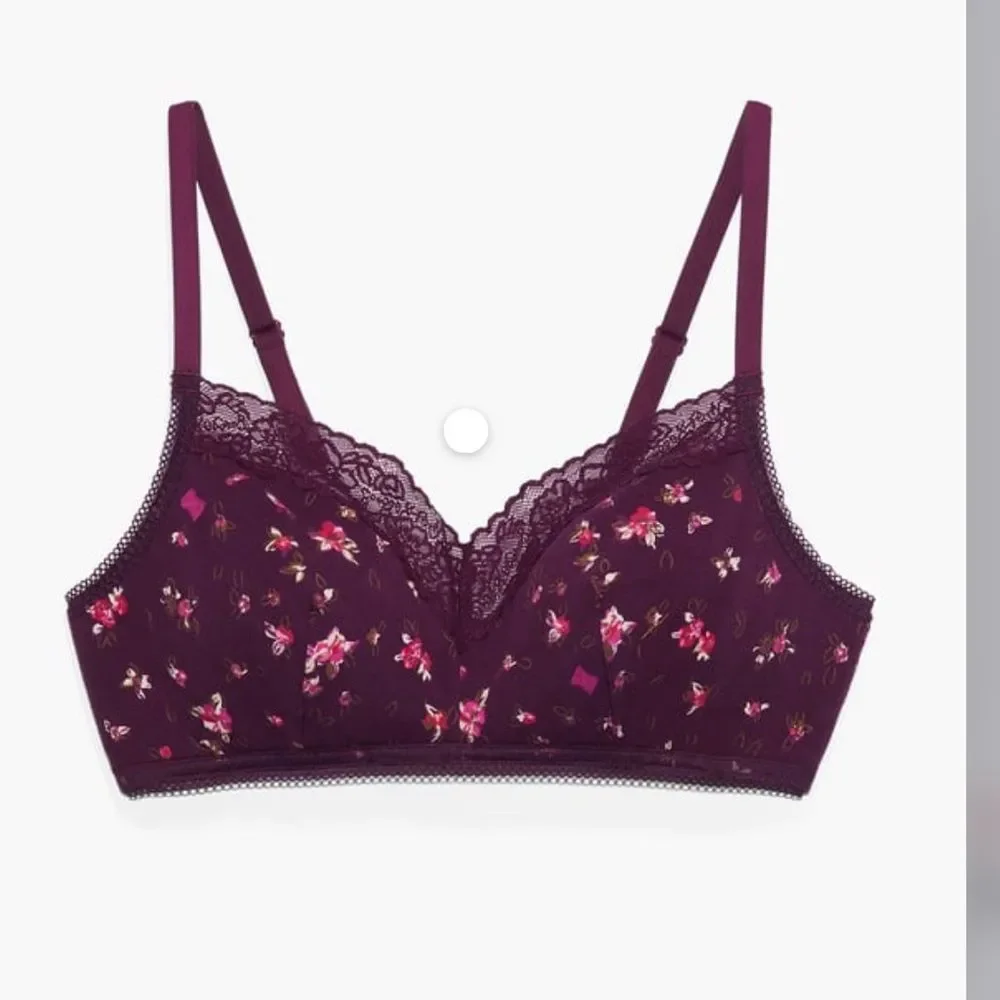 Savage X Fenty Cotton Bralette Late Night Purple Flirty floral Print 3X NWT